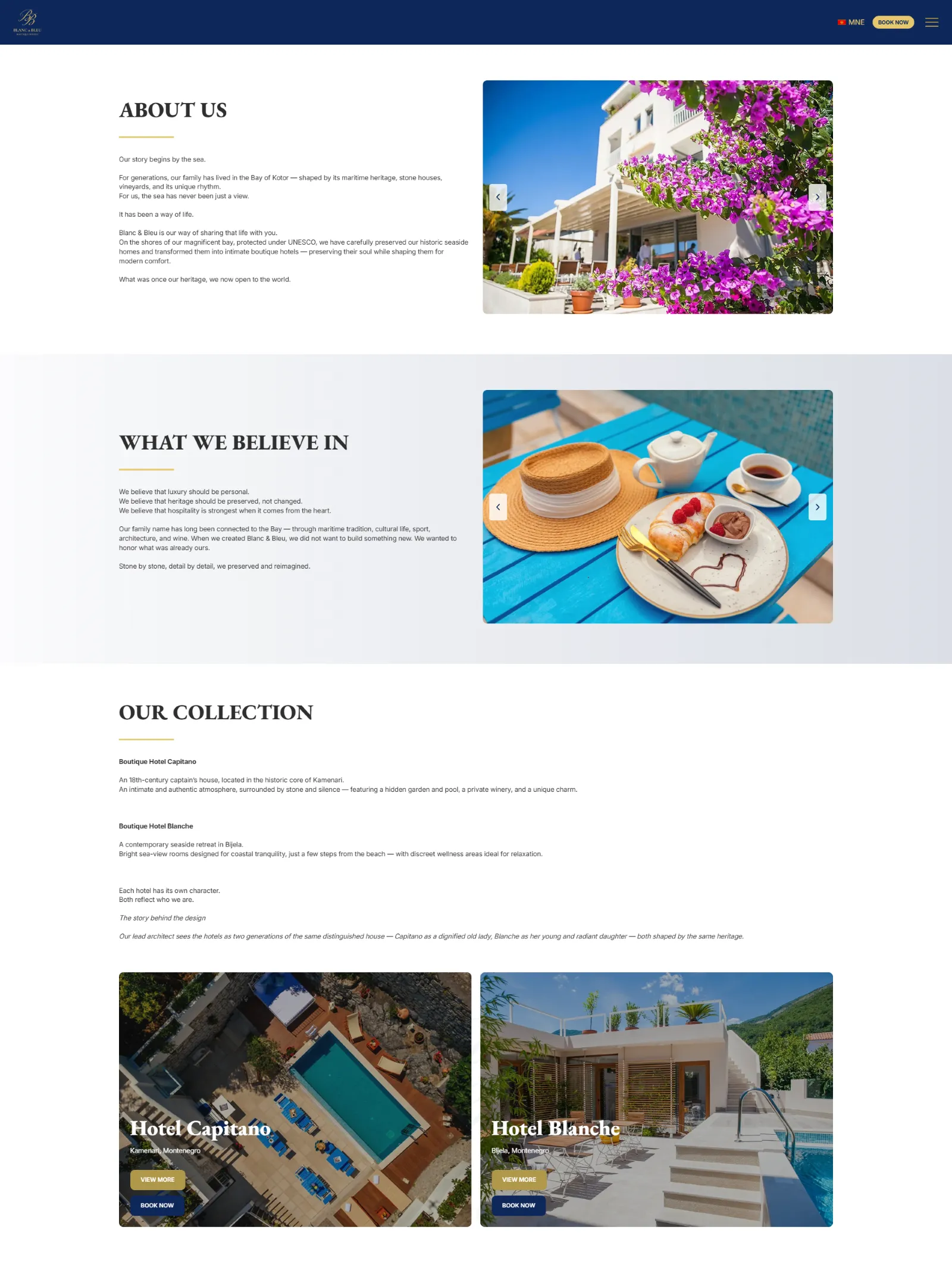 Blanc Bleu Hotels website design